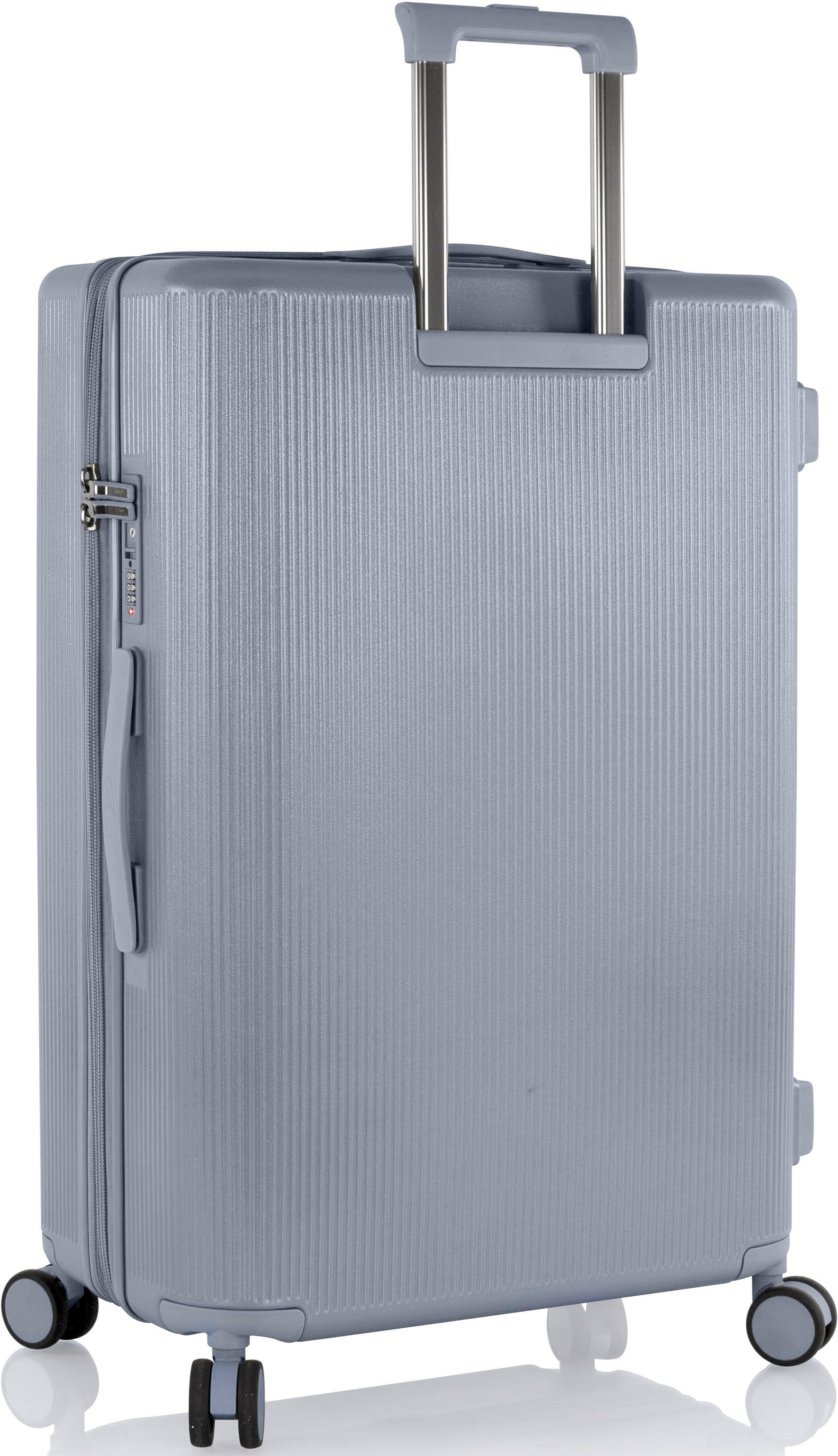 Hartschalen-Trolley HEYS "Earthtone, verschiedene Grössen und Farben", Damen, Gr. B/H/T: 48cm x 76cm x 30cm 117 l, grau (glacier grau), Polycarbonat, Koffer Hartschalen-Trolley, Heys Reisegepäck TSA Schloss Volumenerweiterung glacier grau B/H/T: 48cm x 76
