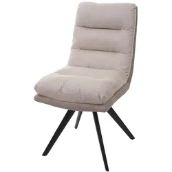 Décoshop26 - Besonders bequemer drehbarer Esszimmerstuhl x1 in cremefarbenem Stoff/Textil 04_0006358 04_0006358