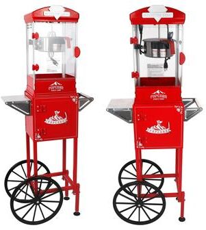 Kodotan sofa Popcorn Machine with Cart ,Wheels & 10 Oz Kettle Popcorn Maker Measuring 3 plastic spoon Home Theater Popcorn Machine