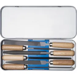 PFERD TOOLS Schlüsselfeilen-Set mit Holzheft 6-tlg. Hieb 2 für filigrane Feilarbeiten Metallbox - 11700265