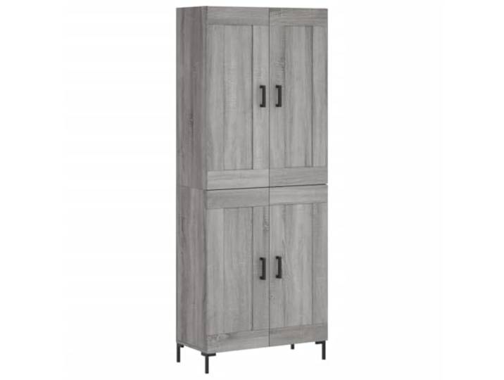KKgypkn Highboard Grau Sonoma 69,5x34x180 cm Holzwerkstoff Viel Stauraum, Eisenbeine, Stabile Konstruktion, Praktische Tueren, Wohnzimmer