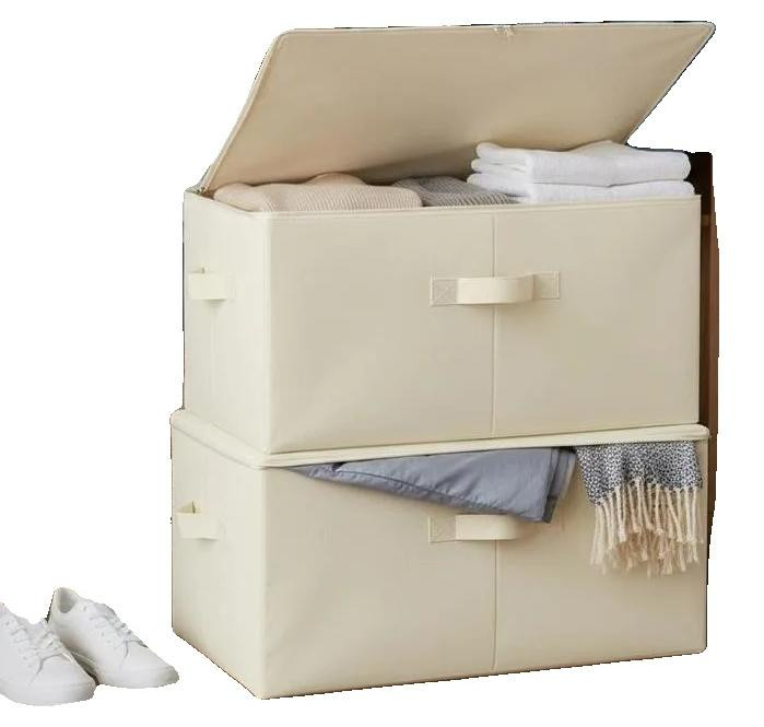 Veelzijdige opbergbox voor onder het bed, beige, textiel