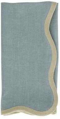 Set of 4 Rue Scalloped Linen Napkins - Dusty Blue - Ballard Designs