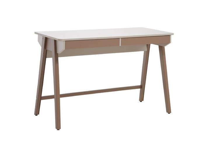 BEAUTYSOFA Schreibtisch mit 2 Schubladen BOREO 120 x 55 cm Computertisch in Kaschmir/Cappuccino – moderner Homeoffice-Tisch mit Metallbeinen