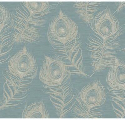 Candice Olson Regal Peacock Dark Teal Wallpaper