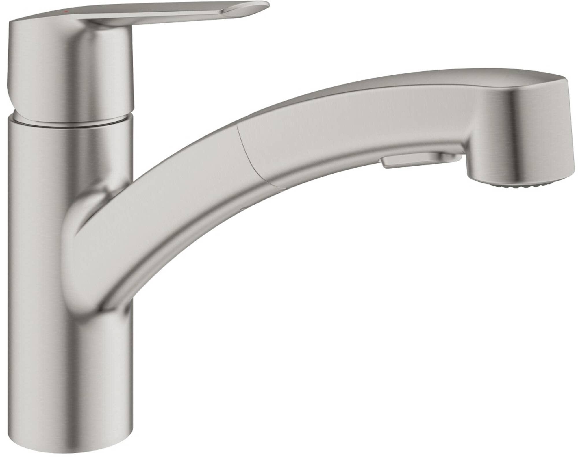 Küchenarmatur Start, 1/2", ausziehbar, gebürsteter Edelstahl