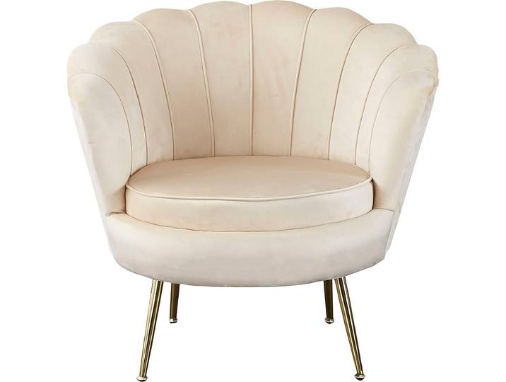 Loungesessel SALESFEVER Clam - Design Cocktailsessel , beige, B:76cm H:78cm T:76cm, 100% Polyester, Sessel, Prachtvoll extravagantes Design im Muschel-Look