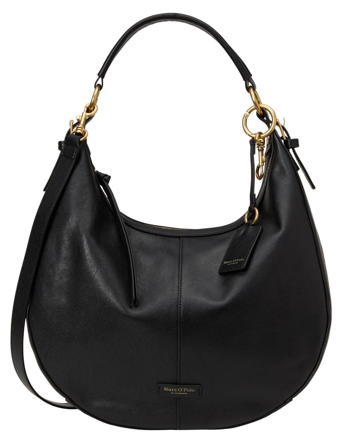 Marc O'Polo Leder Schultertasche Umhängetasche Philine Hobo Bag Black schwarz