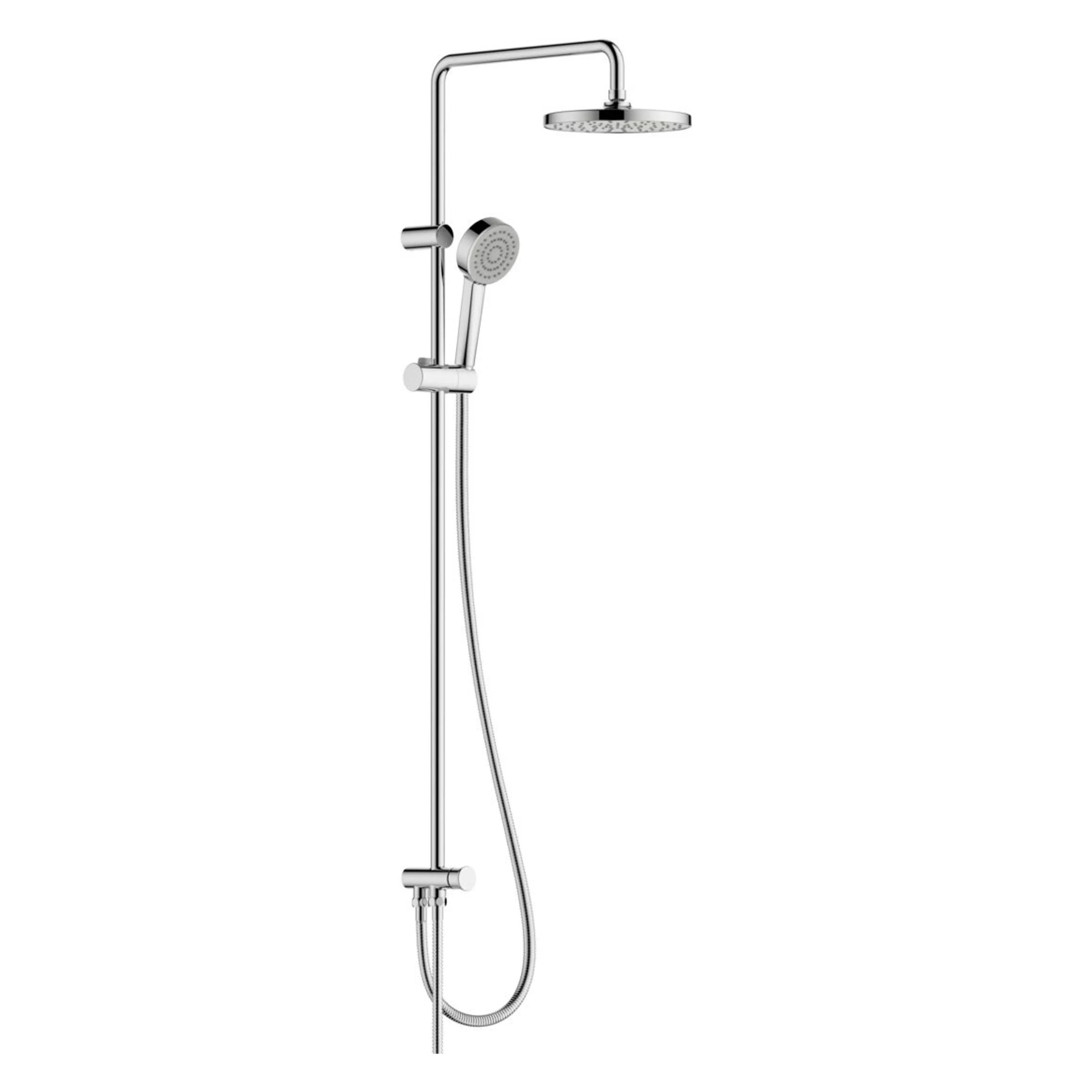 Hansa Basic Duschsystem mit wasserführender Brausestange, mit flexiblen Anschlussschläuchen (1 Strahlart, 9.60 l/min) (55380130)