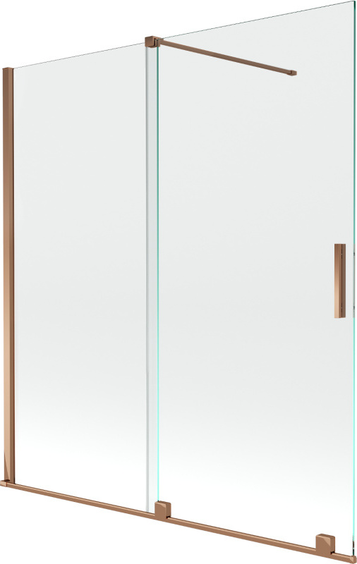Mexen Velar 2-Flügel-Badewannenwand Regulierbare 150 x 150 cm, transparent, Rosa Gold - 896-150-000-01-60