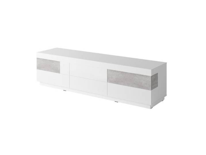 Meuble TV XL design 200cm collection KILES. Coloris blanc et gris.