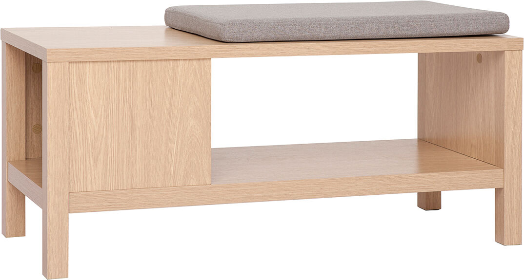 Miliboo Sitzbank in Eiche mit Kissen und offener Nische B100 cm GUMBY