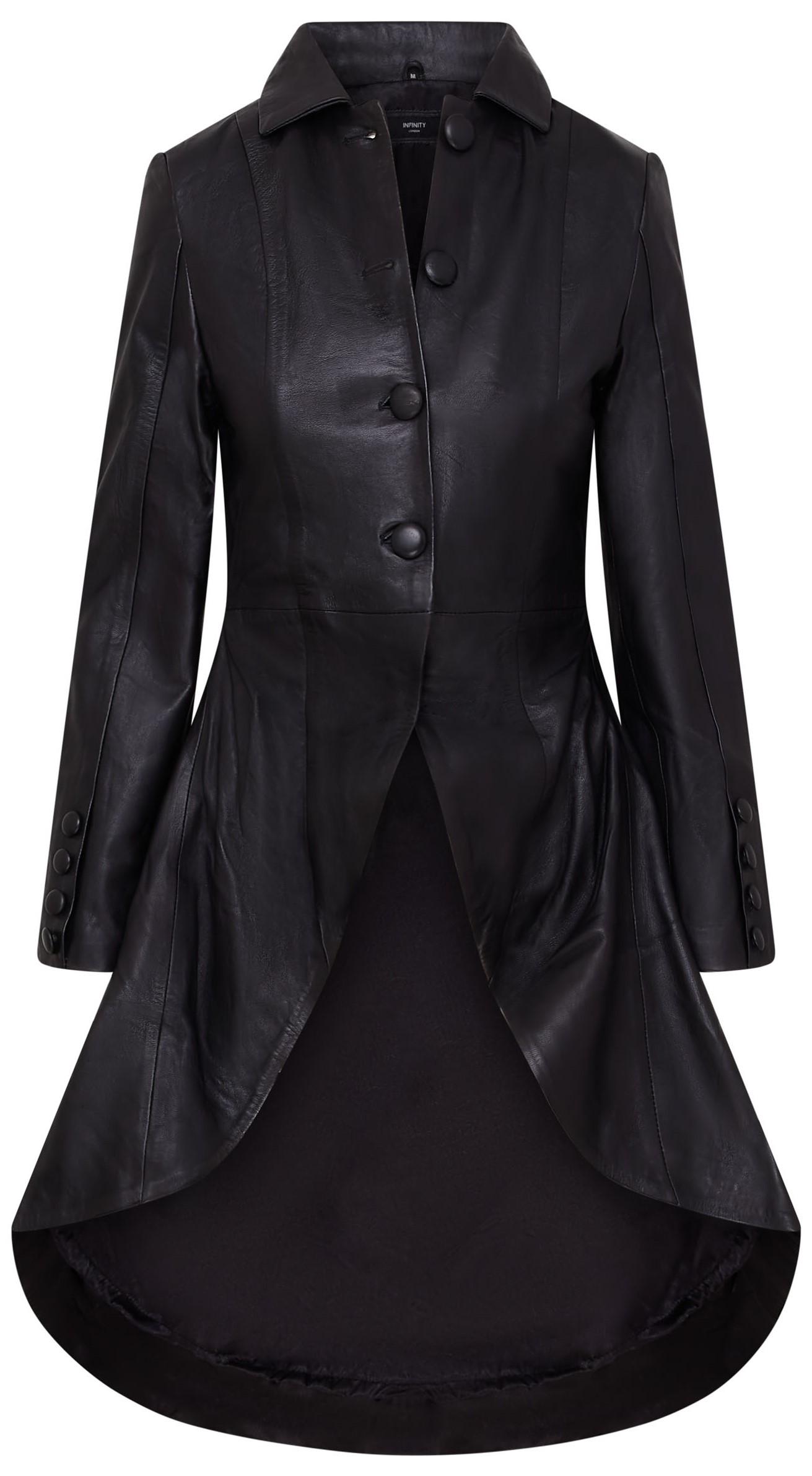 Schwarzer Gothic-Ledermantel im viktorianischen Stil für Damen - Vantaa