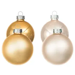 Weihnachtskugeln aus Glas, gold-creme, 6 cm Ø, 12 Stück