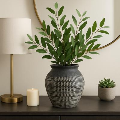 Sagebrook Home "Ceramic Sculptural Tall Textured Flower Vase - Black, 9"""