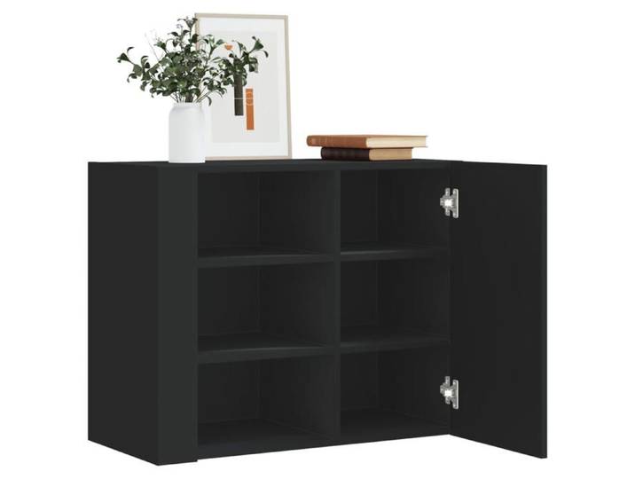 Armoire murale noir 75x35x60 cm bois d'ingénierie armoire suspendue placard mural armoire de salle de bain murale 848424