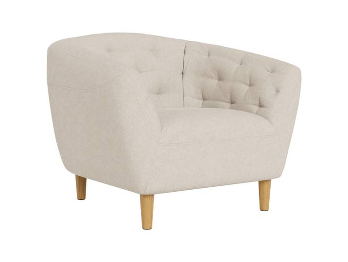 Ambia Home Chesterfield-Sessel, Beige, Holz, Kautschukholz, massiv, 97x79x84 cm, Wohnzimmer, Sessel, Chesterfield-Sessel