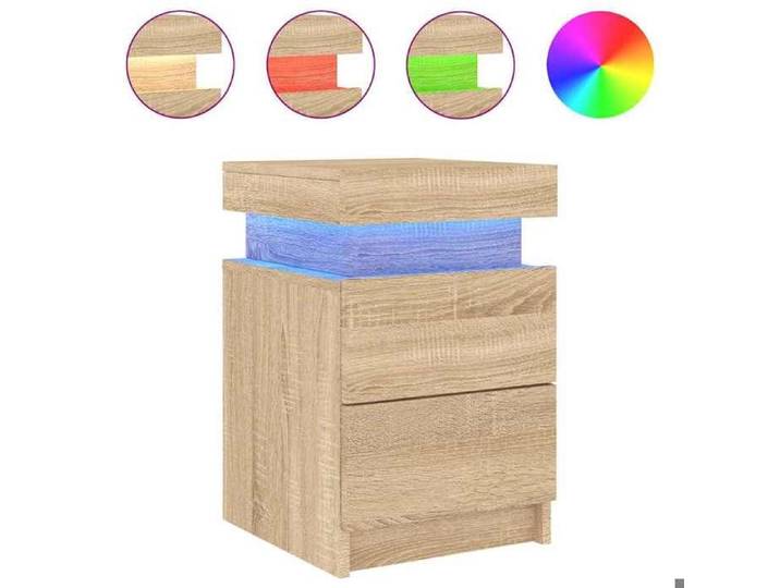 FAF-NEUF* Chevet de lit Table de nuit avec lumières LED - Chêne Sonoma - 35x39x55 cm JUILLET388586