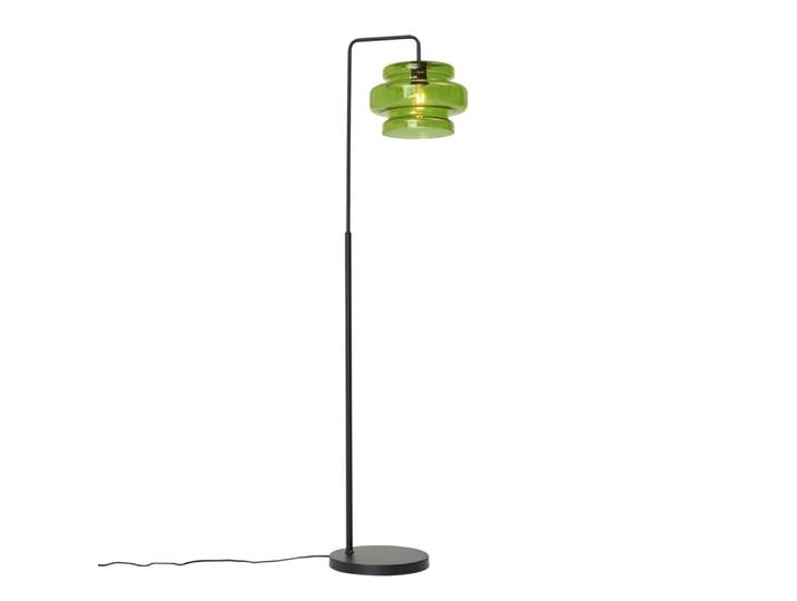 Lampadaire rétro noir verre vert