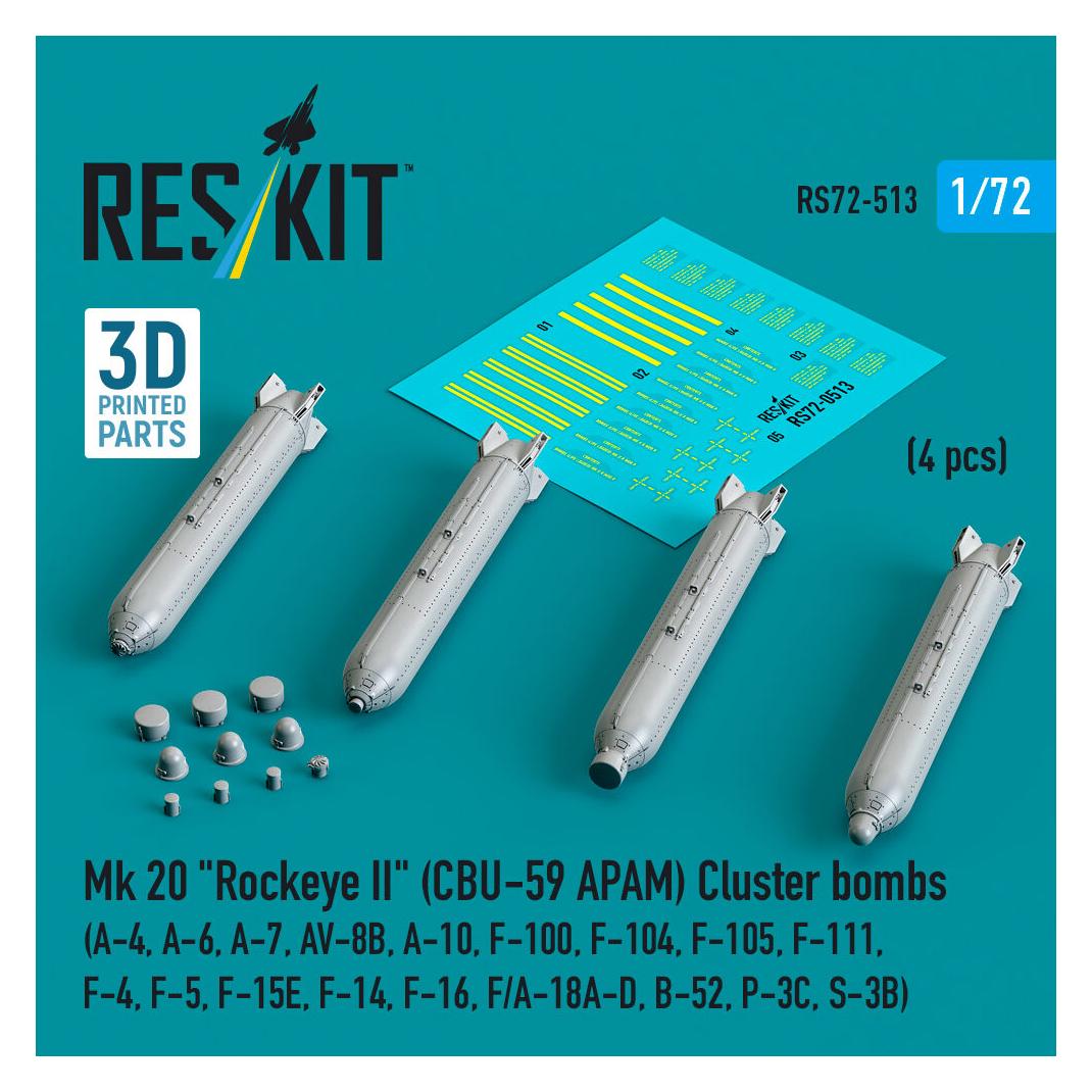 ResKit Mk 20 Rockeye II (CBU-59 APAM) Cluster bombs (A-4, A-6, A-7, AV-8B, A-10, F-100, F-104, F-105, F-111 (RS72-0513)