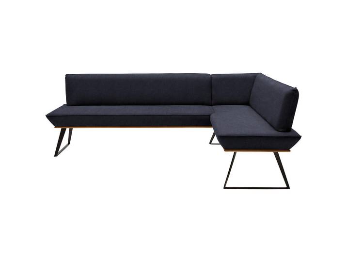 Voleo Eckbank, Schwarz, Eiche, Metall, Eiche, massiv, 5-Sitzer, L-Form, 243x163 cm, Stoffauswahl, seitenverkehrt erhältlich, Esszimmer, Bänke, Eckbänke