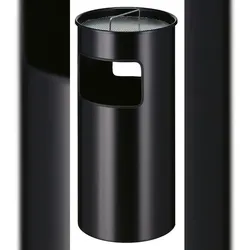PROREGAL Runder feuerfester Kombiascher inkl. Löschsand & Sieb | 50 Liter, HxØ 69x32cm | Inneneimer aus Metal | Schwarz