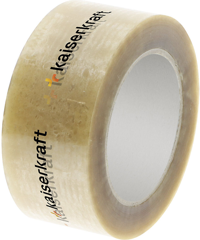 kaiserkraft PET-Paketband, individuell bedruckt, VE 36 Rollen, Druck 3-farbig, transparent, ab 4 VE