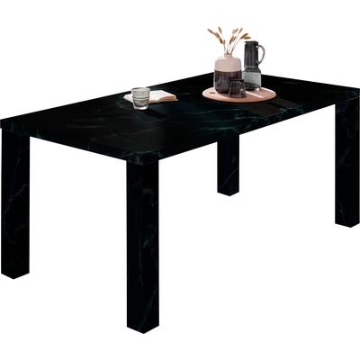 Esstisch SALESFEVER "Designer Tisch für Ihr Zuhause", schwarz (schwarz, schwarz, schwarz), B:180cm H:76cm T:90cm, Tische, Esstisch, Eleganz trifft Design in Marmoroptik