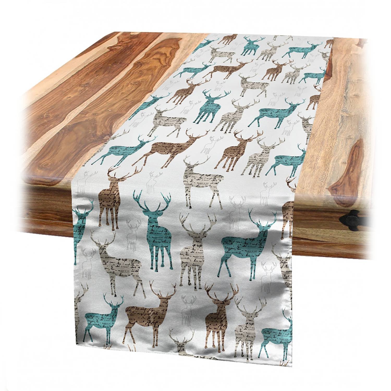 home24 Tafelloper Kerst met grafisch ontwerp, beige/turquoise, B: 40 cm, L: 180 cm