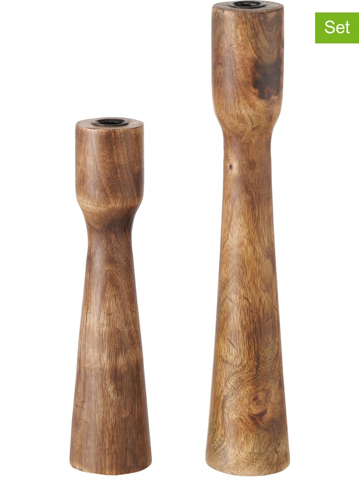 Boltze 2er-Set: Kerzenleuchter "Caldeas" in Braun - onesize