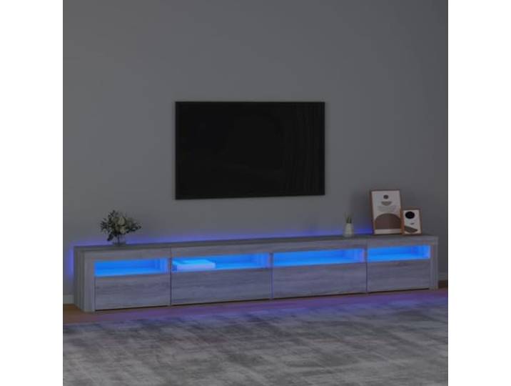 TV Unterschrank mit RGB Beleuchtung in Grau Sonoma Eiche 270x35x40 cm mit Stauraum - Modernes TV Board mit Farbeinstellung und Display Funktion