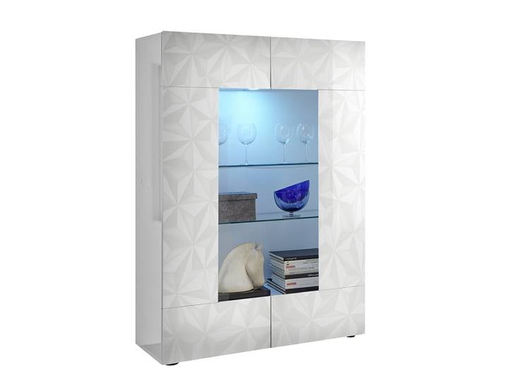 Vitrine 2 portes Prisme blanc brillant - Basika