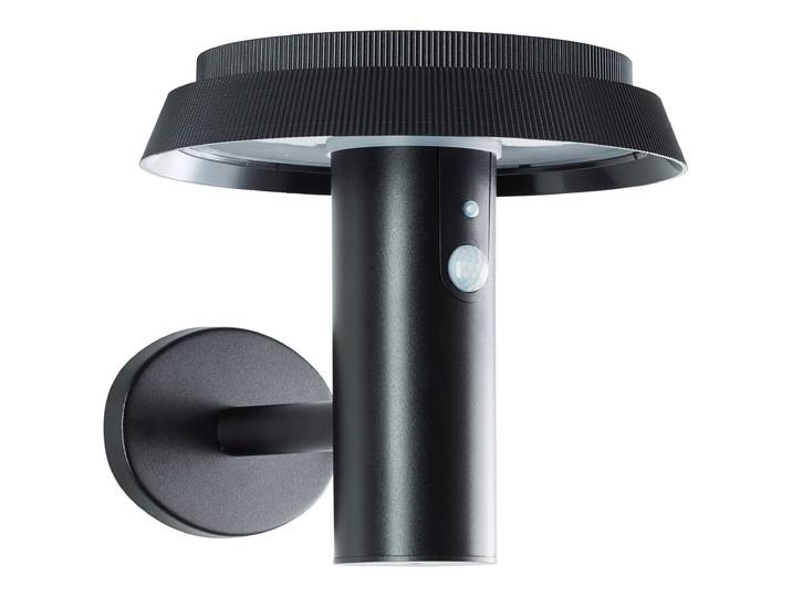 BRILLIANT Applique murale extérieure solaire noire ALVERO incl. détecteur de mouvement 4W 500lm 3000K métal/plastique