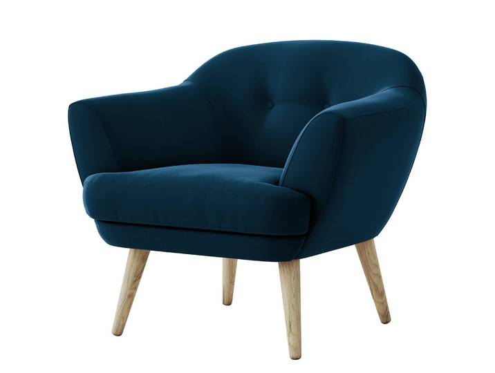 Fauteuil Dosrius Bleu Velours Ravi 84 x 78 x 88cm