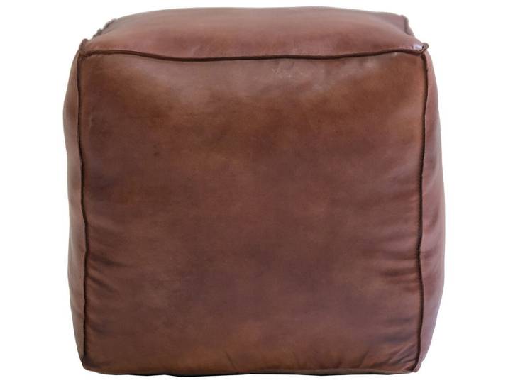 Trademark Living Sitzhocker Pouf Tazi aus Leder - Viereckig Braun