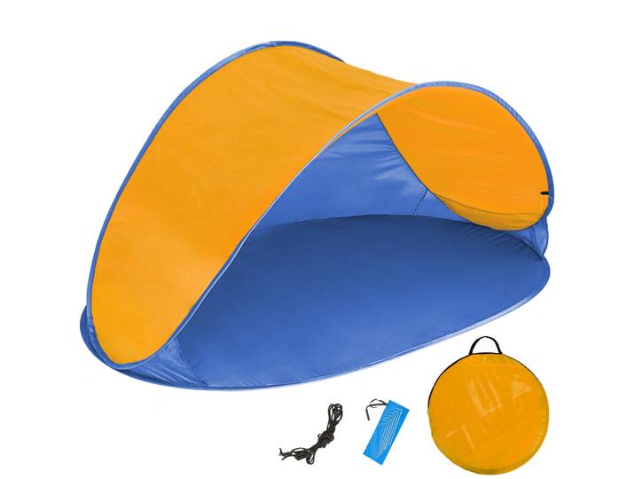 Pop up strandtent Jasmin - blauw / oranje