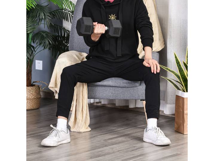 HOMCOM Haltère hexagonal 12,5 kg en fonte caoutchouté pour maison bureau gym à domicile, noir