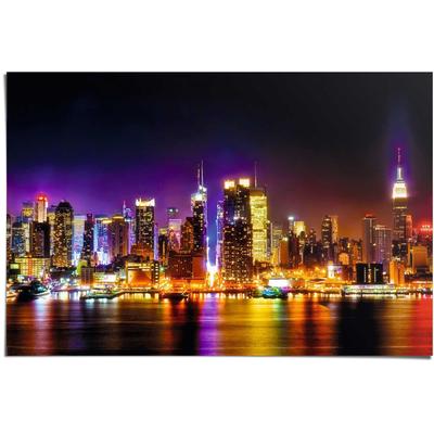 Poster REINDERS "Manhattan Skyline Reflektionen", bunt (farbe bild(er): mehrfarbig), B:91,5cm H:61cm, Papier, Bilder, Poster