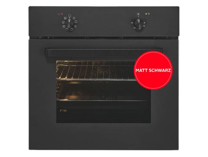 EXQUISIT Backofen EBE367-U-120 mattschwarz , Energieeffizienz: A, schwarz, B:59,5cm H:59,5cm T:57,5cm, Backöfen, Perfekt für den Alltag – einfach backen, grillen & Aufläufe genießen, Backofen
