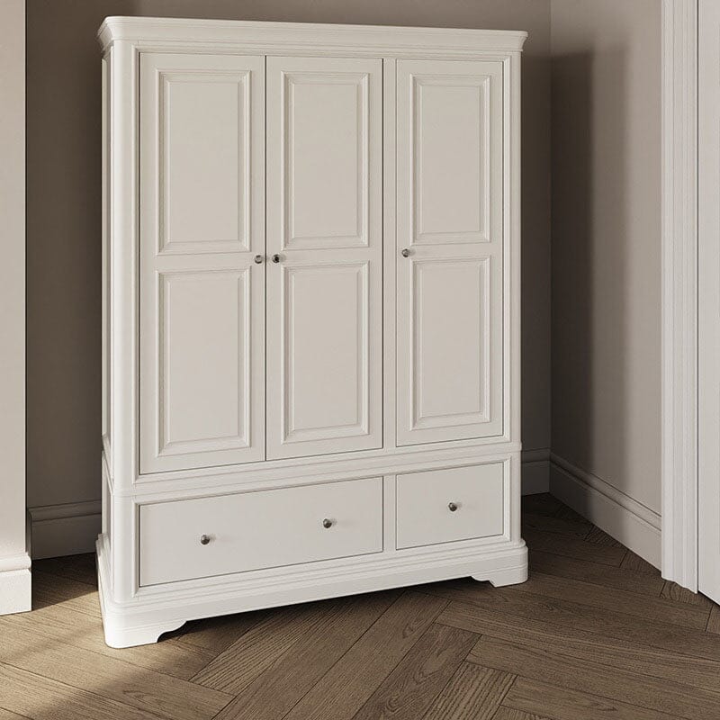 Louvre White Wooden 3 Door Wardrobe
