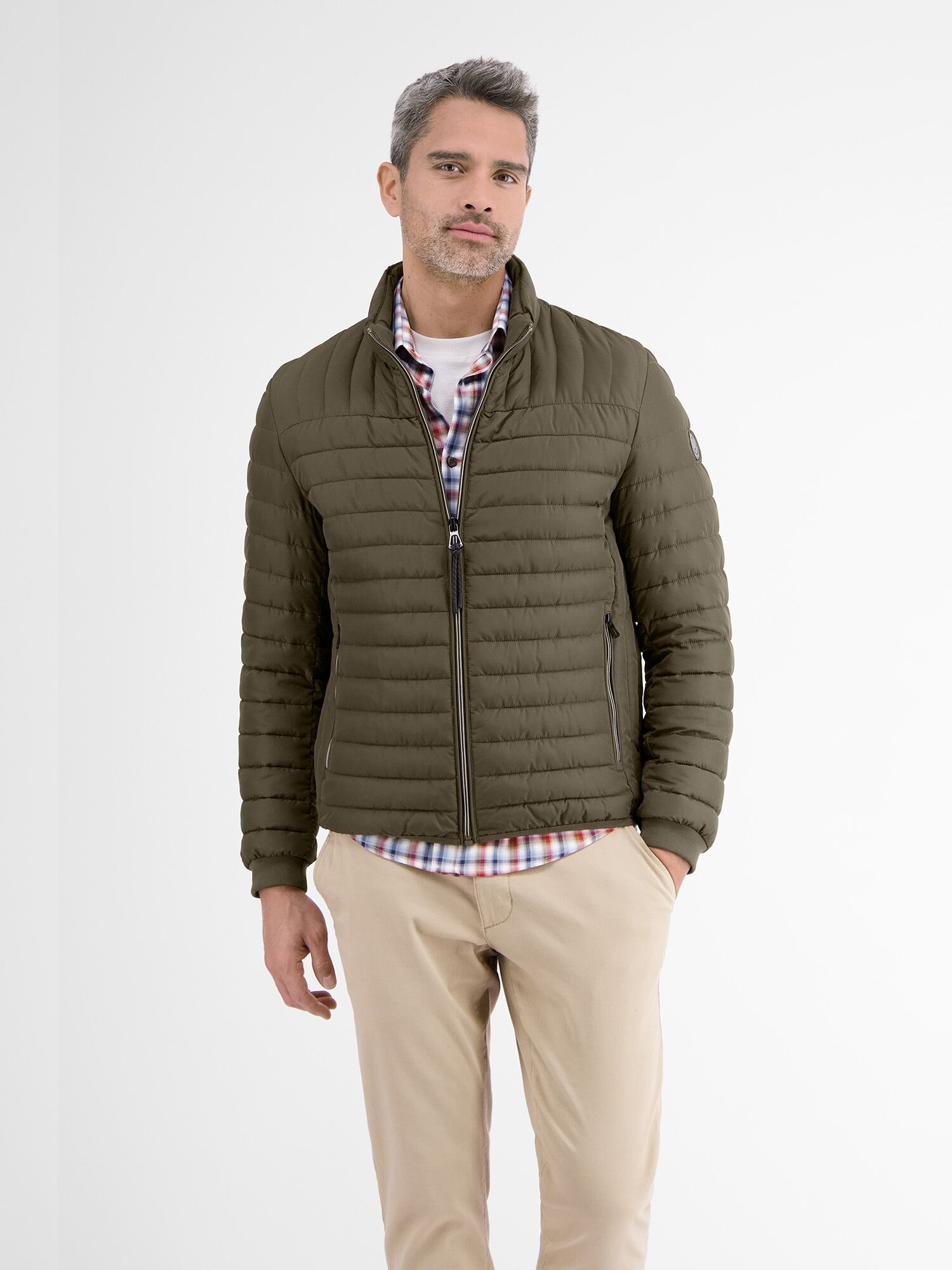 Steppjacke LERROS "Wattierter Steppblouson", Herren, Gr. S, grün (moss grün mela), 100% Polyester, Jacken Steppjacke moss grün mela S