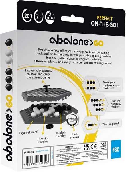 Abalone Go - Compact Two-Player Board Game for Family Game Nights, Ages 8+, by Zygomatic