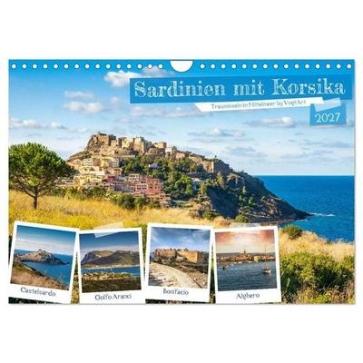 Sardinien mit Korsika (Wandkalender 2027 DIN A4 quer), CALVENDO Monatskalender
