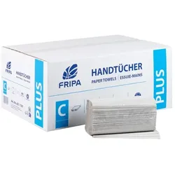 Fripa Handtuchpapier Plus natur 1-lagig im Karton Handtücher naturell 100 % Recycling, C-Falz, 1-lagig