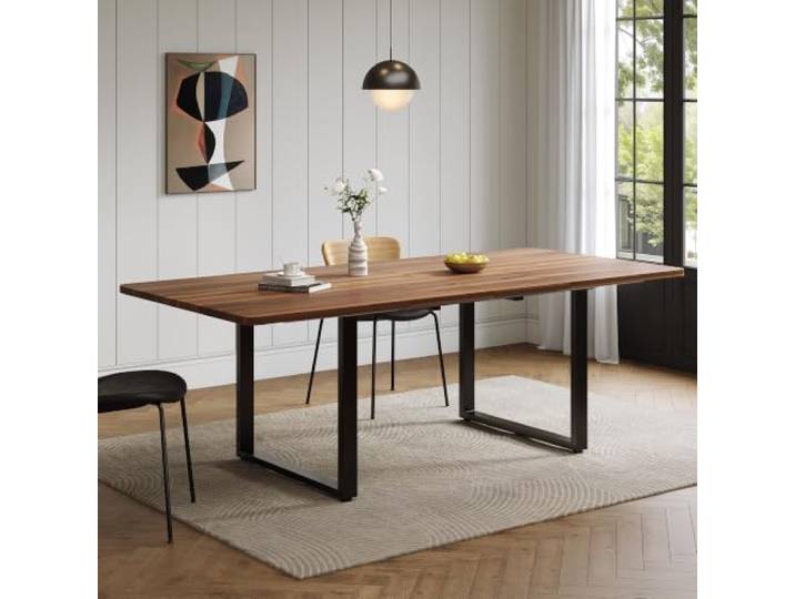 BXEYXE Ausziehbarer Esstisch mit 3 Längen, 140/180/220 * 80 cm, geeignet für 6-10 Personen, rechte Form, Metallbeine,einfacher Stil,Tisch für Esszimmer, Küche, Walnussholzfarbe