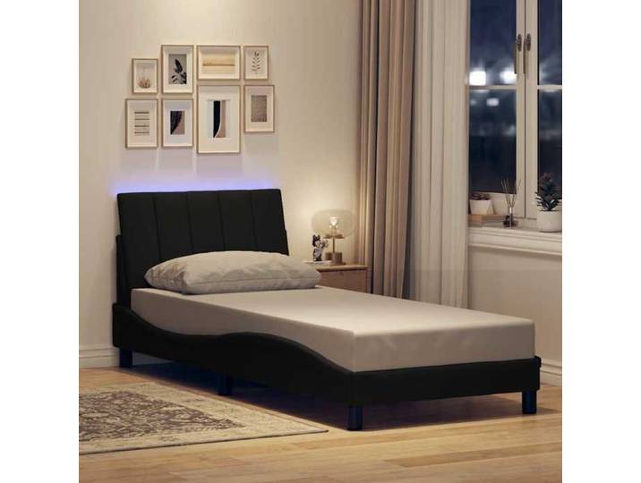 &Mode Cadre de lit 1 PERSONNE - BEWI - Structure de lit Adulte/enfant - sans matelas - noir 90x200cm tissu 997803