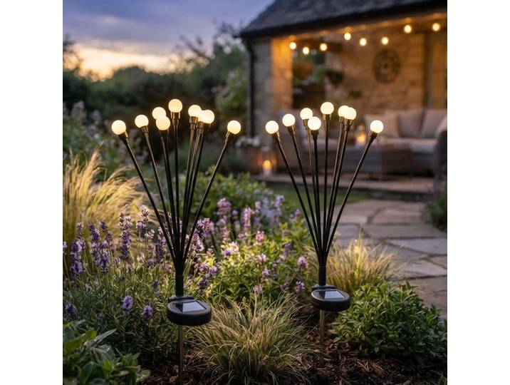 2er-Set Solar Gartenleuchte, 8 LEDs, 65 cm