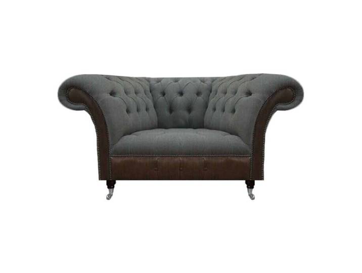 Xlmoebel Chesterfield-Sessel Grau-Brauner Chesterfield Sessel Designer Sitzmöbel Einsitzer (Sessel), Made in Europa