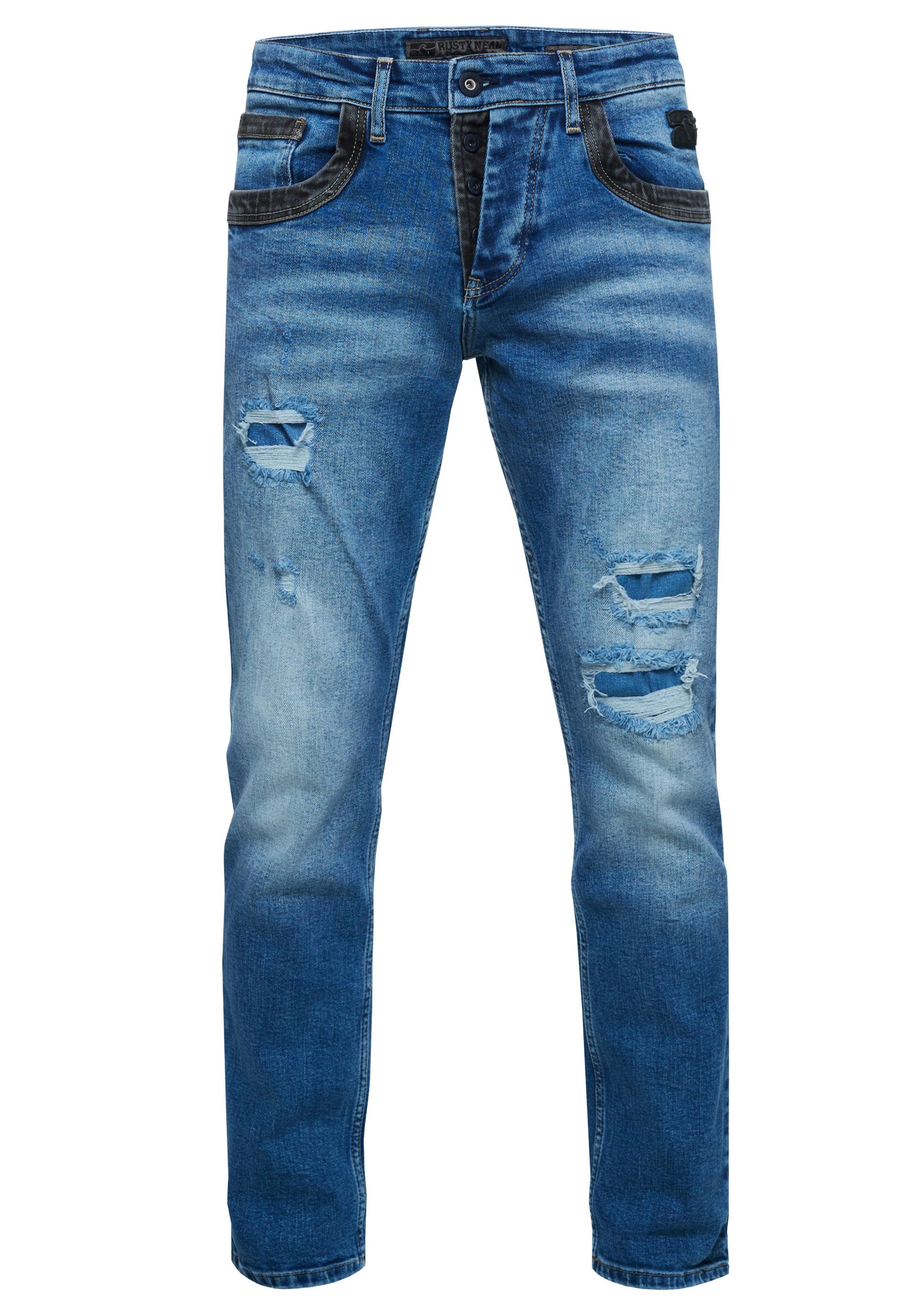 Jeans Hose "YOKOTE" Straight Fit Stone-Washed