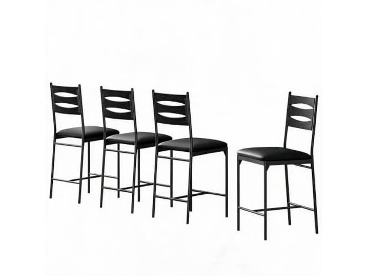 GarveeHome 4er Set Barhocker Schwarz, Rückenlehne, Gepolstert, Barstuhl Hoher Sitzkomfort; Stabiles Metallgestell; Montagefreundlich; Ideal für Kücheninsel; Pflegeleicht; Robust